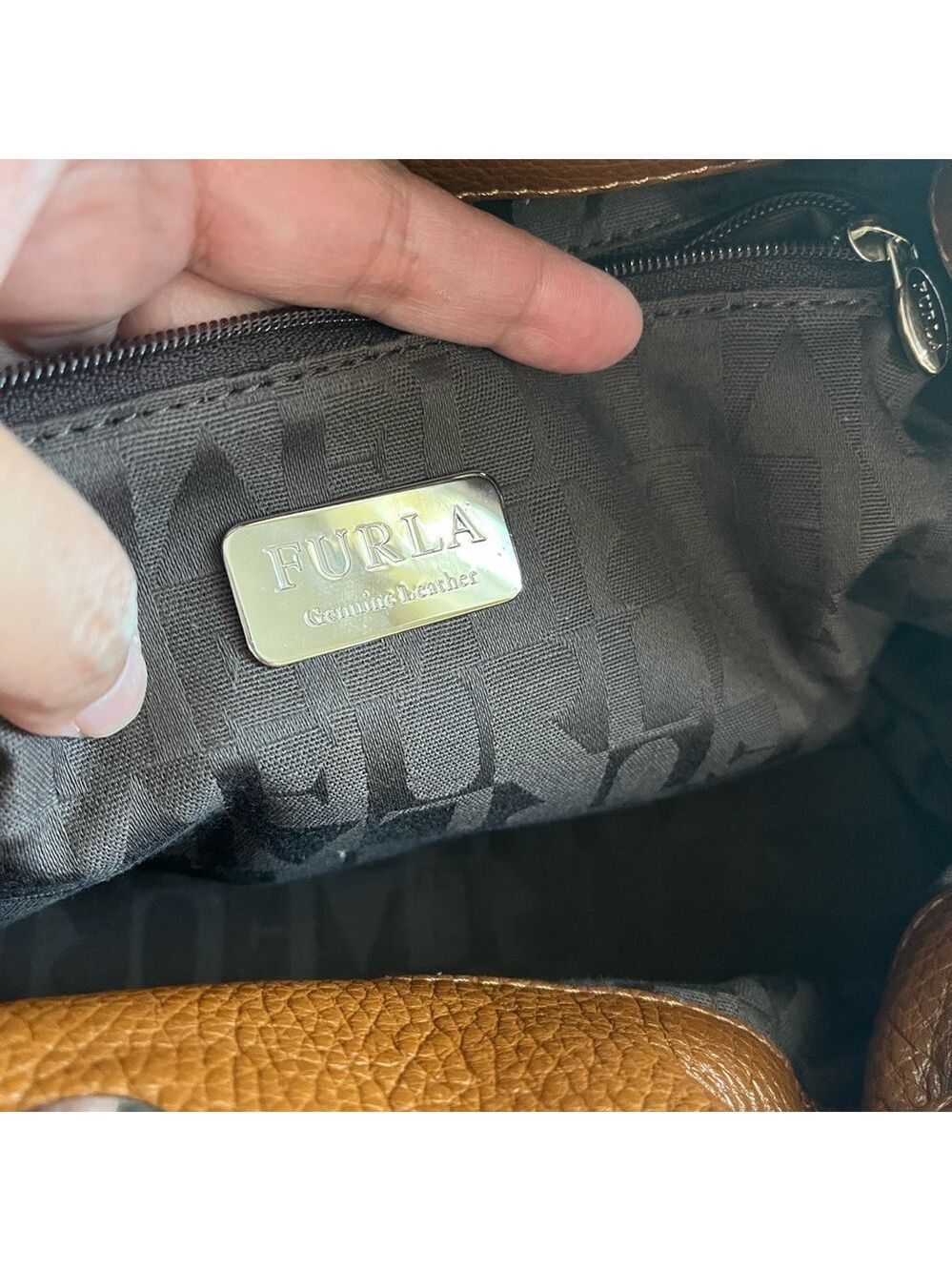 FURLA CAMEL COLORED PEBBLED LEATHER HANDBAG - Picture 11 of 16